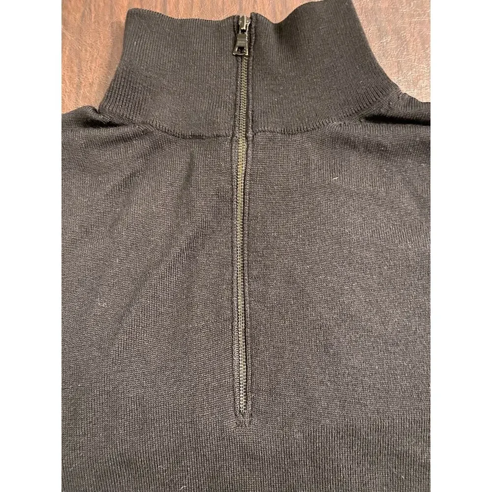 Banana Republic Men’s XL Black Merino Wool Quarter-Zip Sweater Pullover Classic
